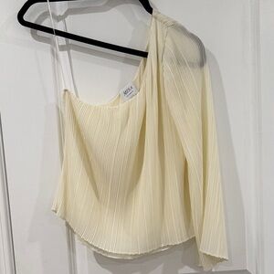 Misa Los Angeles Cream Pleated Blouse